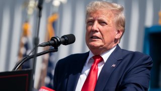 Former U.S. President Donald Trump speaks to a crowd during a campaign rally on September 25, 2023 in Summerville, South Carolina.