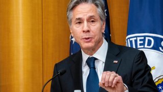 Secretary of State Antony Blinken speaks at the State Department.