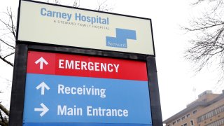 DORCHESTER, MASSACHUSETTS – MARCH 17: A view of Carney Hospital in Dorchester, MA on March 17, 2020 in Dorchester, Massachusetts. The hospital, part of the Steward Health Care system, is the nations first “Dedicated Care Center” exclusively treating patients diagnosed with COVID-19.  (Photo by Maddie Meyer/Getty Images)