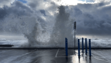 Big waves crashing at Hampton Beach, New Hampshire