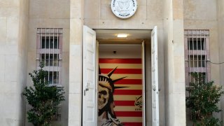 FILE - The entrance to the former U.S. Embassy,