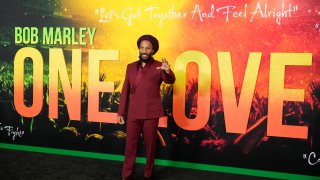 Ziggy Marley, son of reggae legend Bob Marley, poses at the premiere of the film "Bob Marley: One Love," Tuesday, Feb. 6, 2024, in Los Angeles.