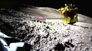 FILE – This image provided by the Japan Aerospace Exploration Agency (JAXA)/Takara Tomy/Sony Group Corporation/Doshisha University shows an image taken by a Lunar Excursion Vehicle 2 (LEV-2) of a robotic moon rover called Smart Lander for Investigating Moon, or SLIM, on the moon on Feb. 14, 2024.