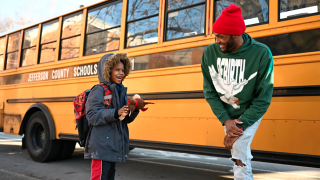 Bus driver Larry Farrish Jr. made sure Levi was able to participate in Pajama Day at school.