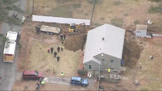 First responders at the scene of a construction accident requiring a rescue on Wednesday, Feb. 7, 2024.