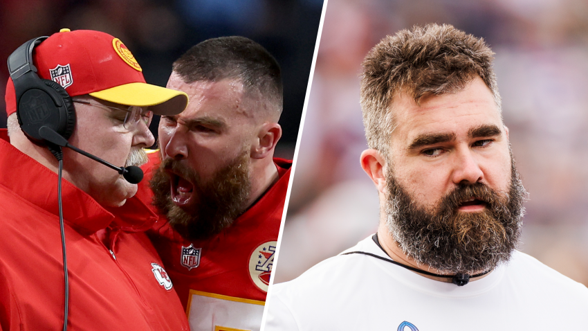 Jason Kelce says Travis Kelce “crossed a line” when reacting to coach Andy Reid.