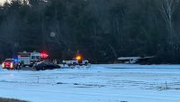 Single-engine plane crashes at a small NH airport, no injuries are reported
