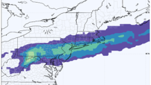 One model of snow hitting Massachusetts on Monday and Tuesday, Feb. 12-13, 2024.