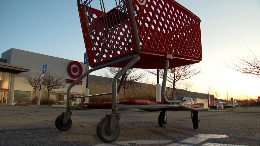 Shopping cart in front of a Target store in Ohio.