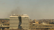 Smoke seen over Chelsea, Massachusetts, from an NBC10 Boston camera on Friday, March 1, 2024.