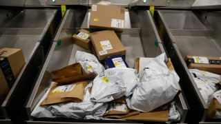 Products are seen at an Amazon fulfillment center where they are being sorted and shipped out as same-day orders during Cyber Monday at the Same-Day Delivery Facility Fulfillment Center in Tampa, Florida, on Nov. 27, 2023.