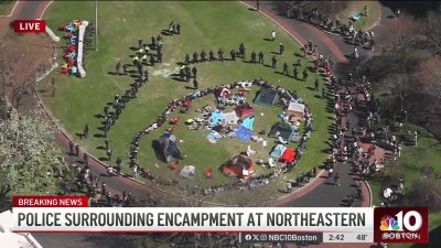 Boston police surround circle of anti-war protesters at Northeastern