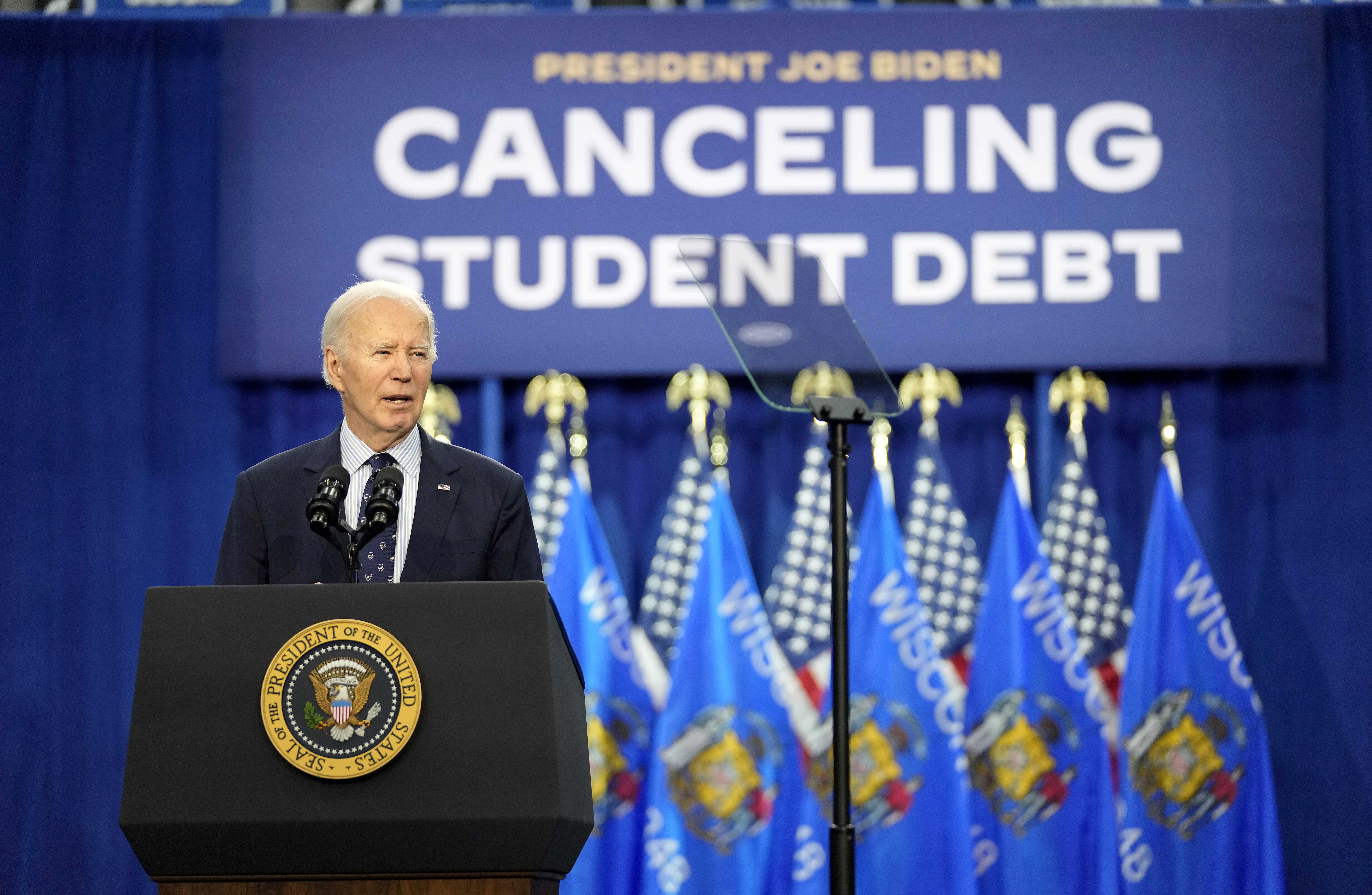 Biden promotes ‘life-changing' student loan relief in Wisconsin as
he rallies younger voters