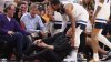 Timberwolves HC Chris Finch helped to the locker room after mid-game collision with Mike Conley