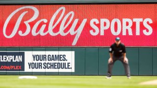 A Bally Sports display is shown in the eighth inning of the game between the Houston Astros and Minnesota Twins at Target Field on April 9, 2023 in Minneapolis, Minnesota. The Astros defeated the Twins 5-1.