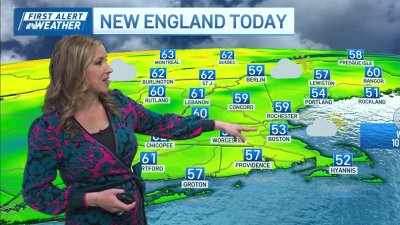 Partly cloudy and cooler in New England