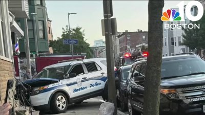 Police cruiser crashes into East Boston building