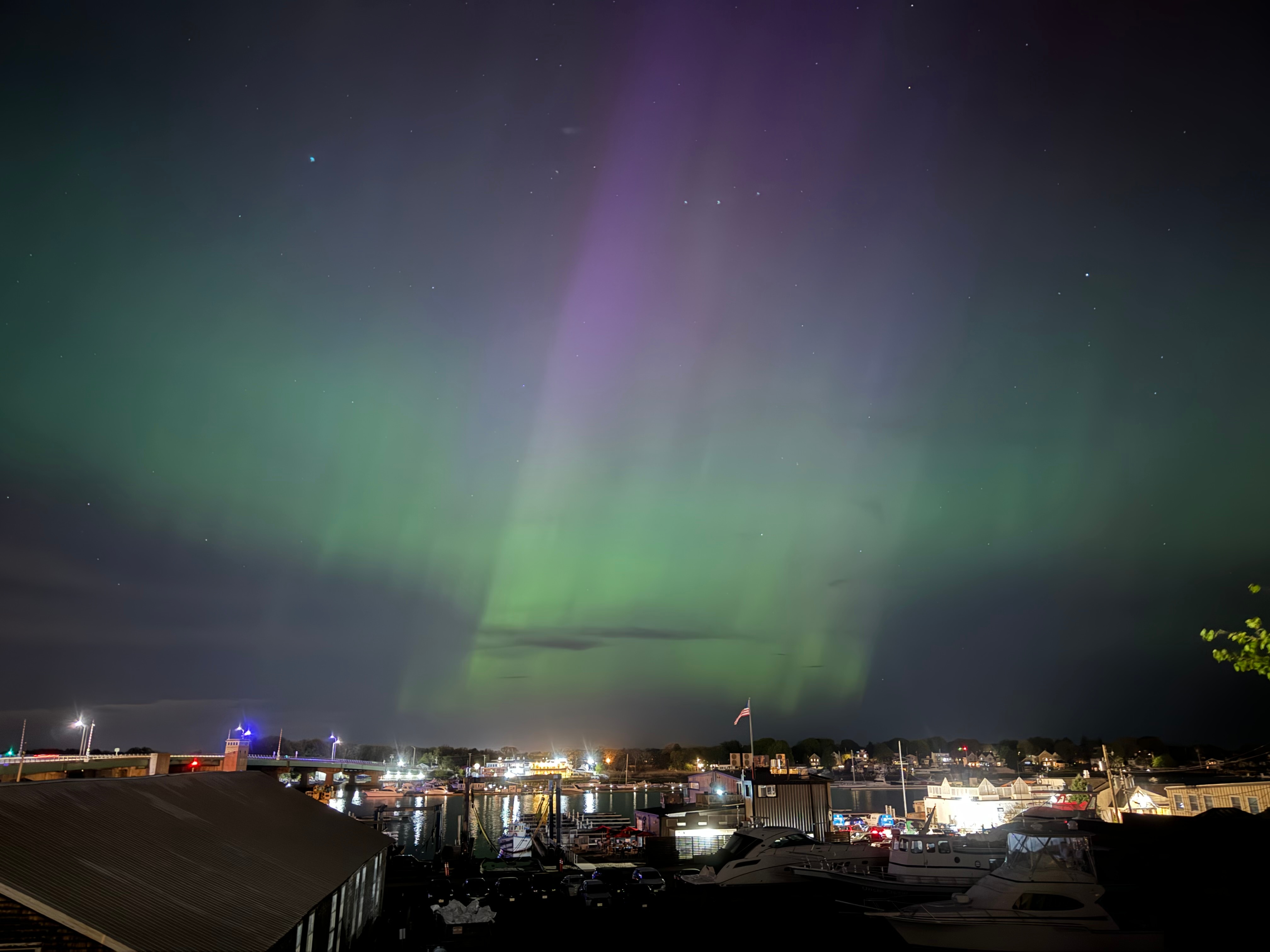 Photo of Aurora in Newburyport a little after 10pm.  Challenging to see with the naked eye, but beautiful through the phone, no filter.