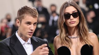 Justin Bieber and Hailey Bieber attend The 2021 Met Gala Celebrating In America: A Lexicon Of Fashion at Metropolitan Museum of Art