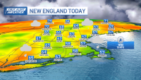 Mild temperatures and scattered showers in New England