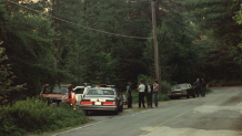 This is a photo of police officers on Route 78 in Warwick, Massachusetts, in 1989 after Constance Bassignani's remains were found.