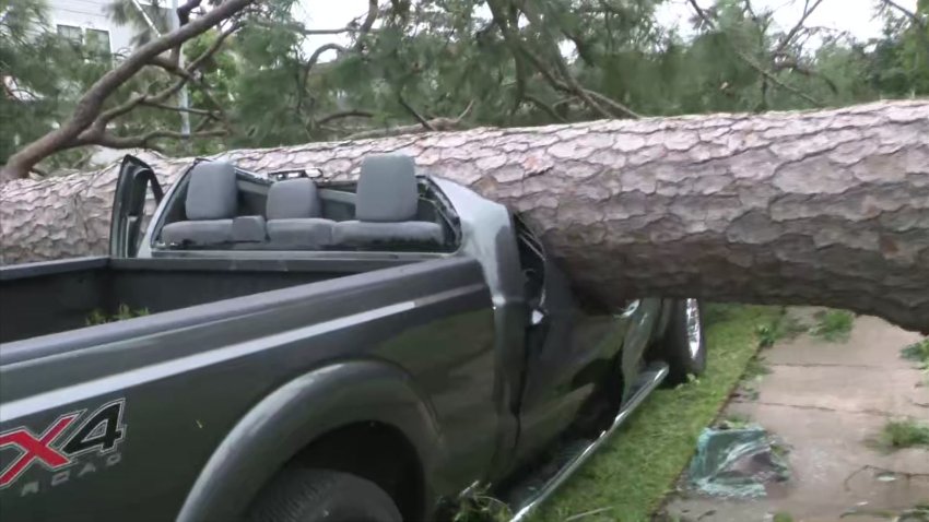 Damage in Houston after devastating thunderstorms Thursday, May 16, 2024.