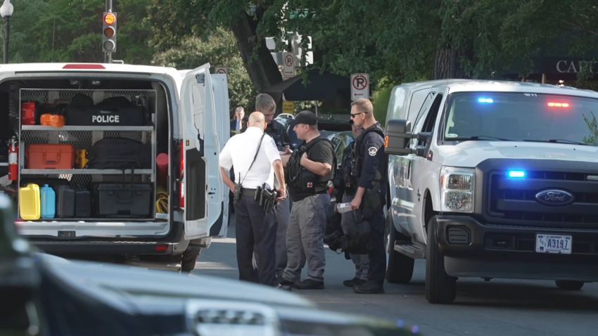 Police respond to RNC headquarters in Washington, D.C., after receiving a suspicious package