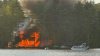 Two firefighters injured battling massive blaze on Maine's Little Sebago Lake