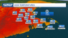 Warm temperatures on Sunday with possible thunderstorms in New England