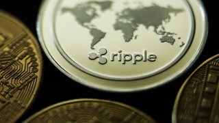 Ripple cryptocurrency is seen in this illustration photo taken in Krakow, Poland on June 4, 2021. (Photo Illustration by Jakub Porzycki/NurPhoto via Getty Images)