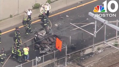 Car crashes near I-93 in Boston