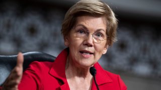 Sen. Elizabeth Warren, D-Mass., speaks during the Senate Armed Services Committee hearing on security in Afghanistan and in the regions of South and Central Asia, in the Dirksen Building in Washington, D.C., on Oct. 26, 2021.