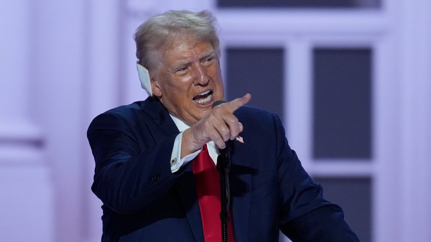 Republican presidential candidate former President Donald Trump speaking during the Republican National Convention on Thursday, July 18, 2024, in Milwaukee.