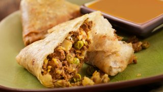 Beef Samosa with a Tamarind Sauce and Rice -Photographed on Hasselblad H1-22mb Camera