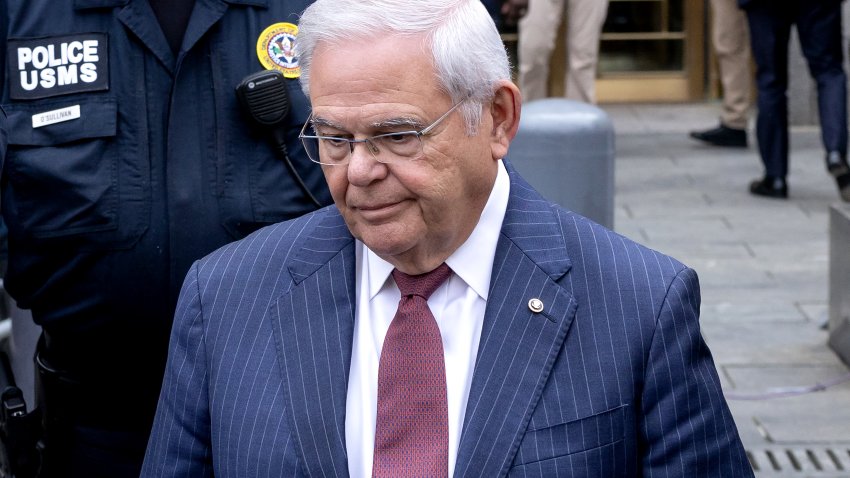 Senator Robert Menendez, a Democrat from New Jersey, exits federal court in New York, US, on Tuesday, July 16, 2024. Menendez, the powerful New Jersey Democrat, was found guilty of corruption charges related to the FBI seizure of 13 gold bars, nearly $500,000 in cash and a Mercedes Benz at his home.