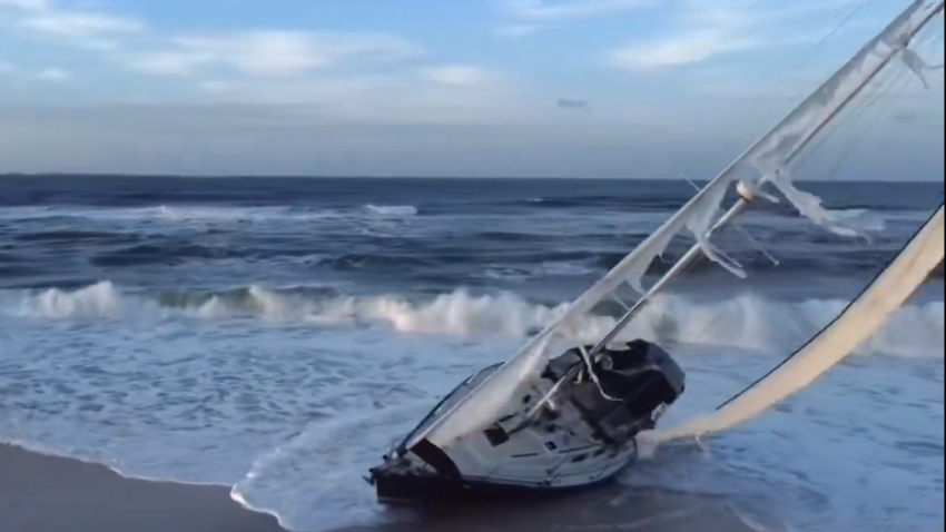 An abandoned “ghost” ship that washed ashore in Pensacola Beach, Fla., on June 19.