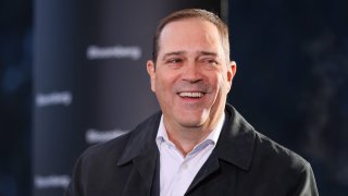 Cisco CEO Chuck Robbins participates in a Bloomberg Television interview at the World Economic Forum in Davos, Switzerland, on Jan. 18, 2023.