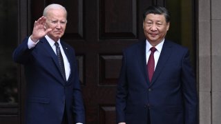 U.S. President Joe Biden and Chinese President Xi Jinping before a meeting during the Asia-Pacific Economic Cooperation leaders’ week in Woodside, California, Nov. 15, 2023.