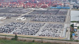 Pictured here are cars ready for export at the Haitong Automobile Terminal depot in Taicang Port, Suzhou, Jiangsu province of China on Aug. 10, 2024.