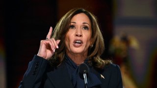 US Vice President and 2024 Democratic presidential candidate Kamala Harris speaks on the fourth and last day of the Democratic National Convention (DNC) at the United Center in Chicago, Illinois, on August 22, 2024. 