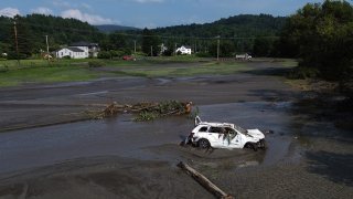 Lyndonville, VT – July 30: Aftermath of flash flooding on Red Village Road. (Photo by Danielle Parhizkaran/The Boston Globe via Getty Images)