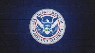 DHS Flag painted on a wall