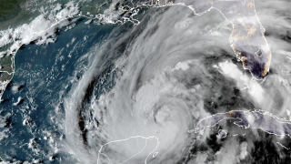 Satellite image of Hurricane Helene at 7 p.m. on Sept. 25, 2024.