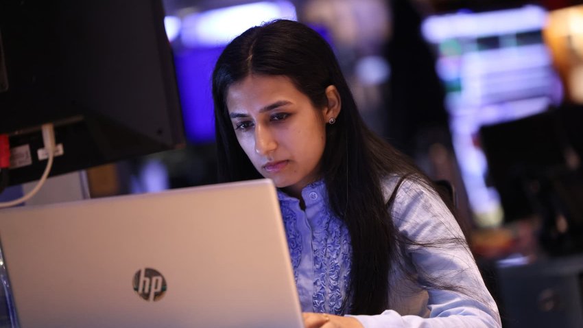 Traders work on the floor of the New York Stock Exchange during afternoon trading on September 05, 2024 in New York City.