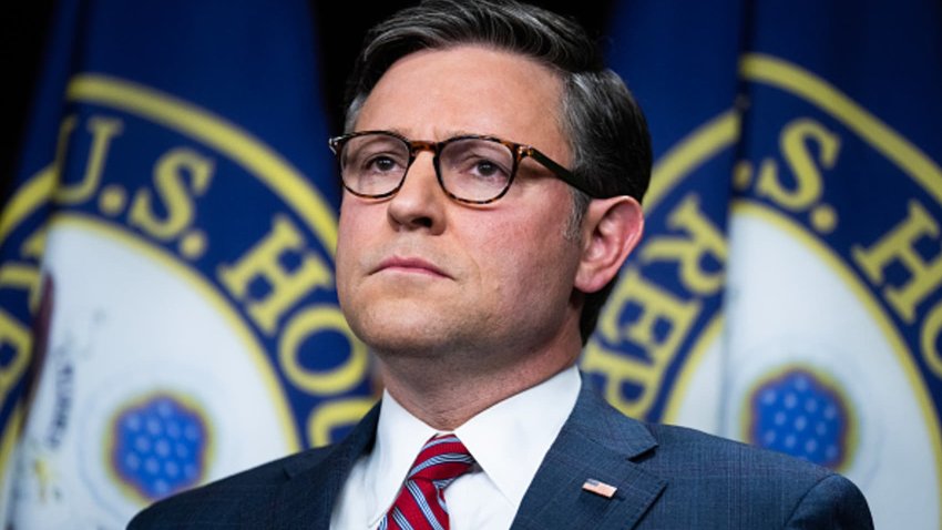 Speaker of the House Mike Johnson, R-La., conducts a news conference in the Capitol Visitor Center after a meeting of the House Republican Conference on Tuesday, September 10, 2024. 