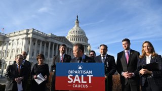 U.S. Representative Josh Gottheimer (D-NJ) speaks during a press conference about the SALT Caucus outside the United States Capitol on Wednesday February 08, 2023 in Washington, DC. 