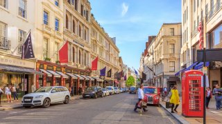 Street scene in Old Bond Street, Mayfair, London, United Kingdom.