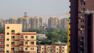 BEIJING, CHINA – 2017/05/31: A overlooking view of residential buildings in Tongzhou District. 