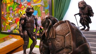 Bronze statues of the Teenage Mutant Ninja Turtles characters