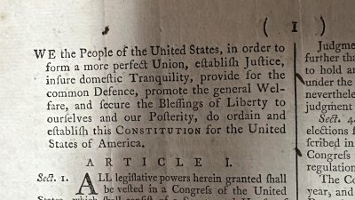 Rare 1787 copy of US Constitution is up for auction and it could be worth millions